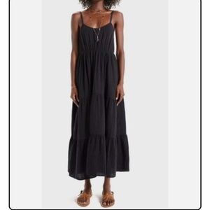 Xirena Ali Black Tiered Cotton Gauze Dress